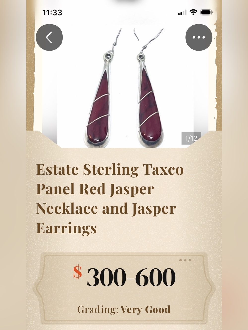 Estate Sterling Taxco Panel Necklace and Jasper Earrings - Picture 2 of 13